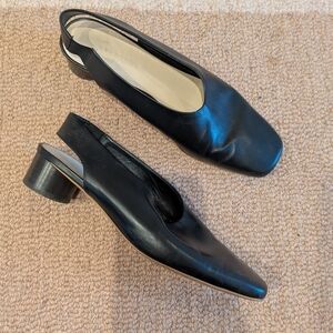 Everlane Black Leather Block Heel Shoes
